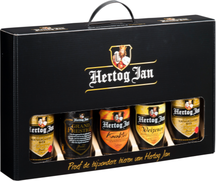 Koffer met vijf verschillende Hertog Jan bieren Koffer met vijf verschillende Hertog Jan bieren